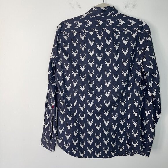 Envelop Deer Print Shirt Mens Size Small Button Front Cotton Made In Canada Gray - Picture 8 of 8